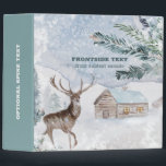 Christmas deer in snowy wood with cabin binder<br><div class="desc">Christmas deer in snowy woods with a charming cabin. Modern watercolors illustration.</div>