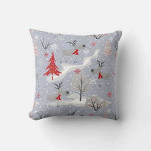 Christmas deer in the forest. Christmas, deer , fo Throw Pillow