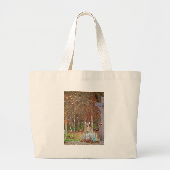 Christmas Deer Large Tote Bag (Front)