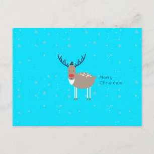 Christmas Deer Modern Flat Custom Colour EDITABLE Holiday Postcard
