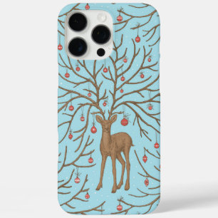 Christmas deer on blue iPhone 16 pro max case