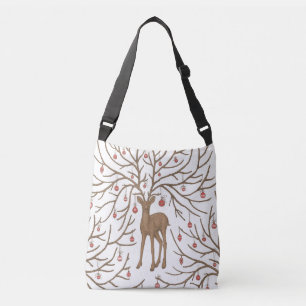 Christmas deer on white crossbody bag