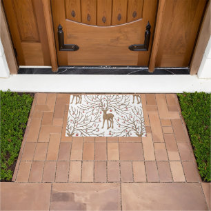 Christmas deer on white doormat