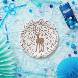 Christmas deer on white paper plate
