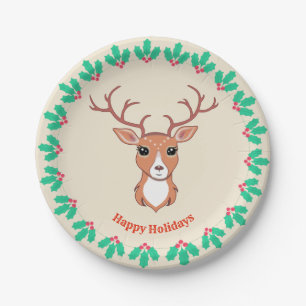 Christmas Deer Paper Plate