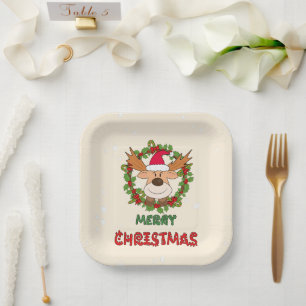 Christmas deer paper plate