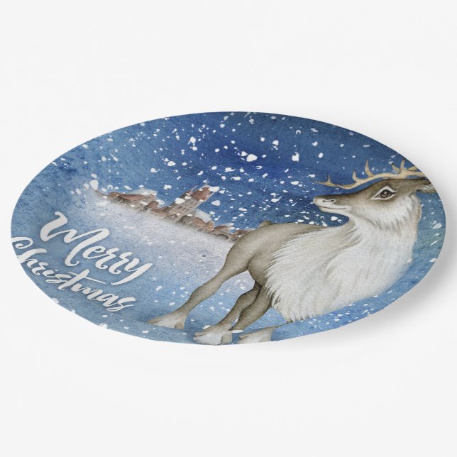 Christmas deer paper plate (Angled)