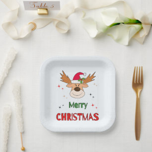 Christmas deer paper plate