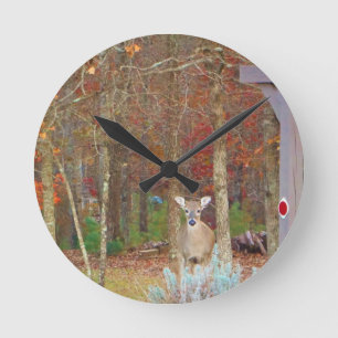 Christmas Deer Round Clock