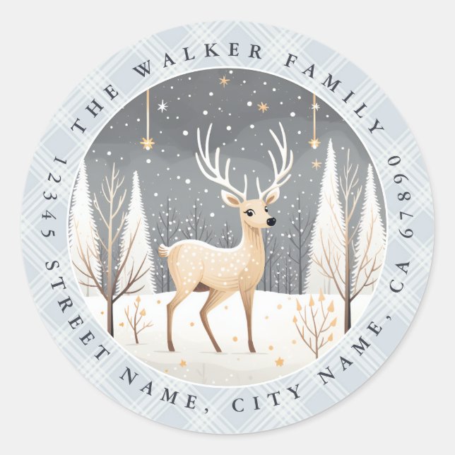 Christmas Deer Round Stickers (Front)