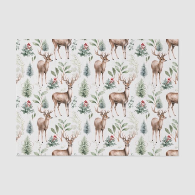 Christmas Deer Seamless Pattern Tissue Paper (Front)