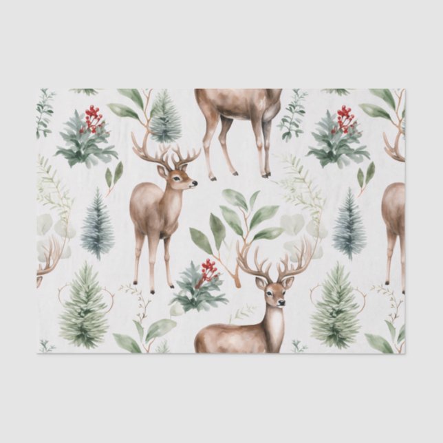 Christmas Deer Seamless Pattern Tissue Paper (Front)