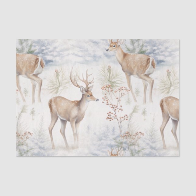 Christmas Deer Seamless Pattern Tissue Paper (Front)