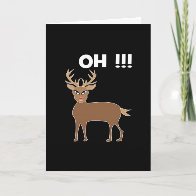 Christmas Deer Season Cute Festive Retro Style Card (Front)