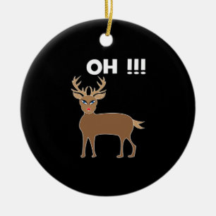 Christmas Deer Season Cute Festive Retro Style Ceramic Ornament