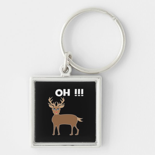 Christmas Deer Season Cute Festive Retro Style  Keychain (Front)