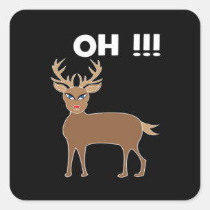 Christmas Deer Season Cute Festive Retro Style  Square Sticker