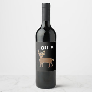 Christmas Deer Season Cute Festive Retro Style  Wine Label