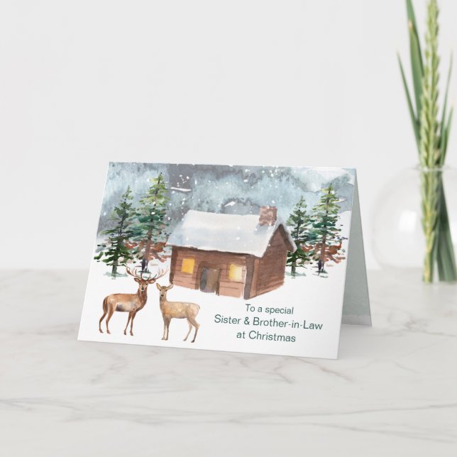 Christmas, deer, Sister & Brother in Law Card (Front)