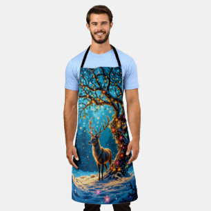 Christmas deer snow colourful glitter glow apron