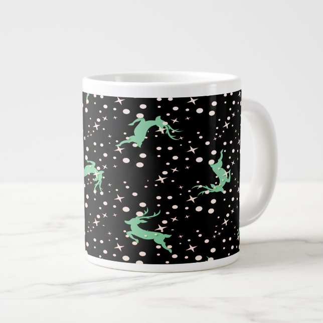 Christmas Deer Star Winter Pattern  Large Coffee Mug (Front Right)
