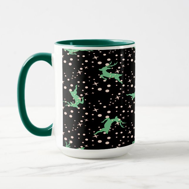 Christmas Deer Star Winter Pattern  Mug (Left)
