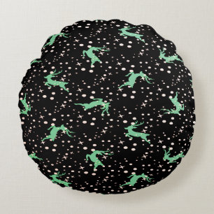 Christmas Deer Star Winter Pattern Round Pillow