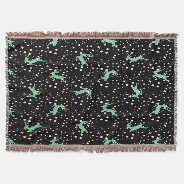Christmas Deer Star Winter Pattern  Throw Blanket (Front)