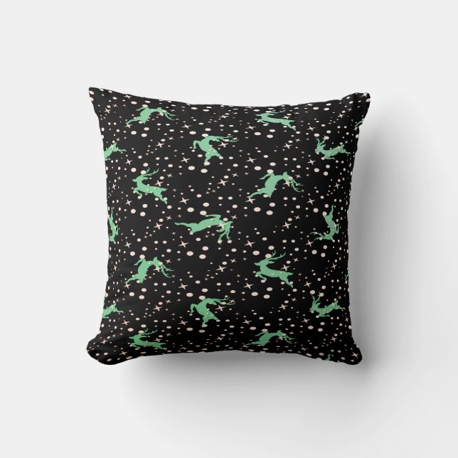 Christmas Deer Star Winter Pattern  Throw Pillow (Front)
