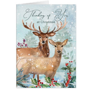 Christmas, deer, Thinking of You Card
