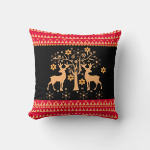 Christmas deer throw pillow