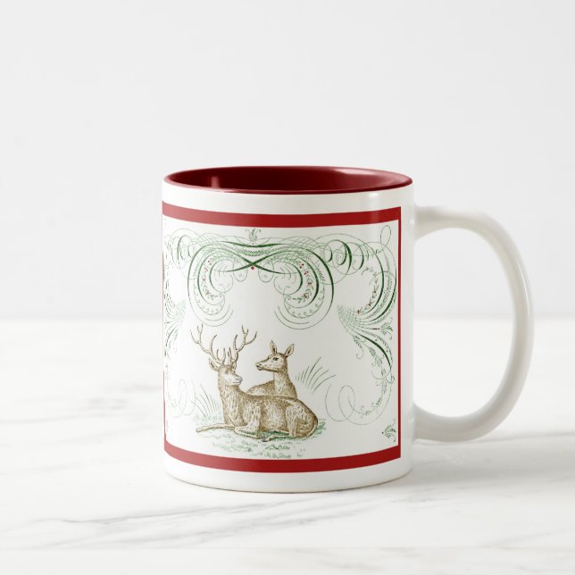 Christmas Deer Two-Tone Coffee Mug (Right)