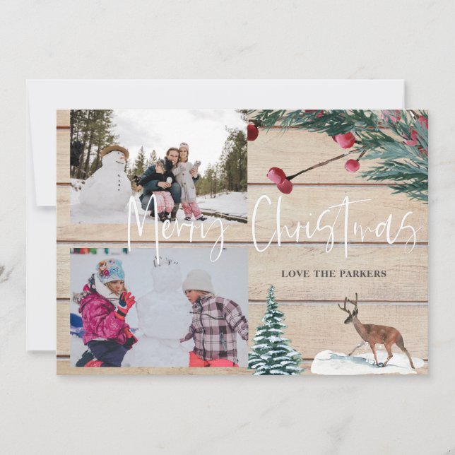 Christmas Deer Winter Multi Photo Card (Front)