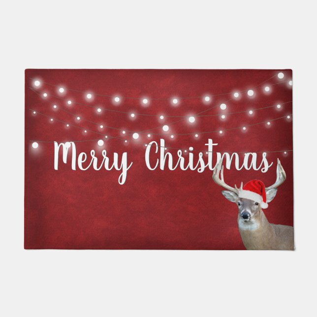 Christmas Deer With Lights  Doormat (Front)
