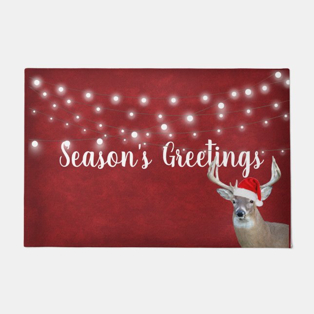 Christmas Deer With Lights  Doormat (Front)