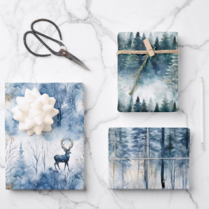 Christmas deer Wrapping Paper gift wraps forest
