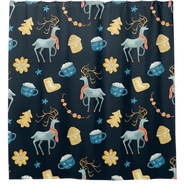Christmas Deers: Watercolor Seamless Pattern (Front)