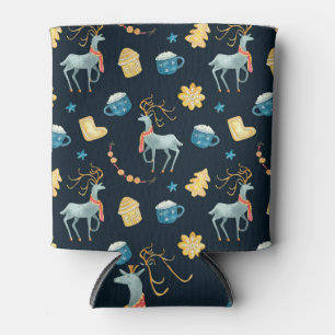 Christmas Deers: Watercolor Seamless Pattern Can Cooler