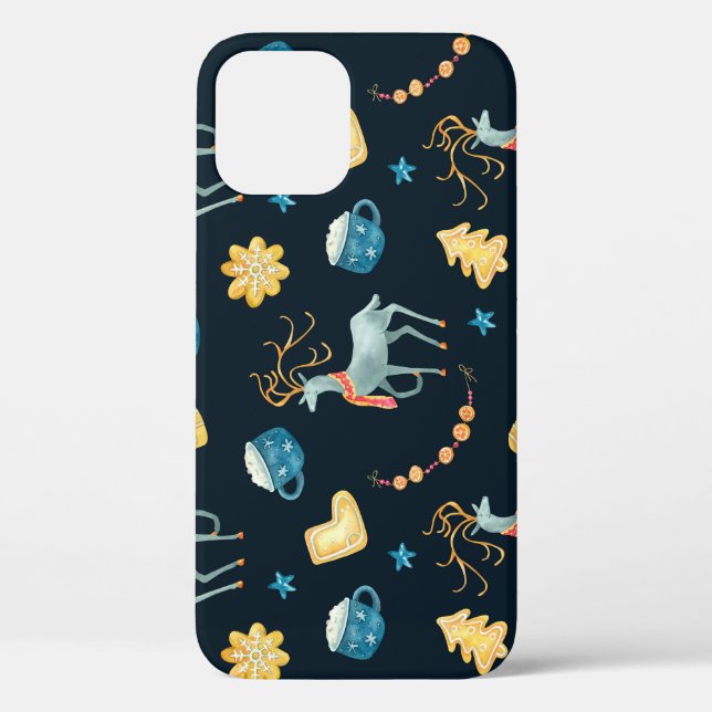 Christmas Deers: Watercolor Seamless Pattern Case-Mate iPhone Case (Back)