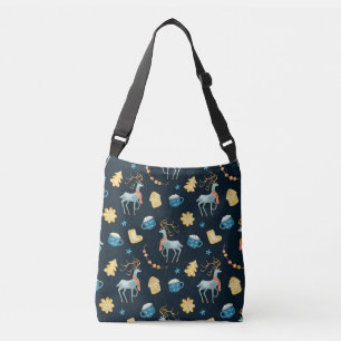 Christmas Deers: Watercolor Seamless Pattern Crossbody Bag