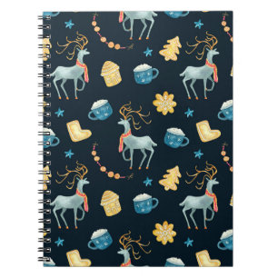 Christmas Deers: Watercolor Seamless Pattern Notebook