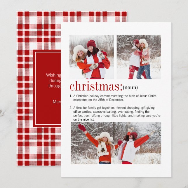 Christmas Definition 3 Photo Holiday Card (Front/Back)