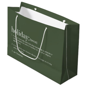 Christmas Definition Holiday Green Large Gift Bag