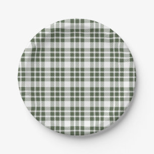 Christmas Definition Holiday Green Plaid Paper Plate
