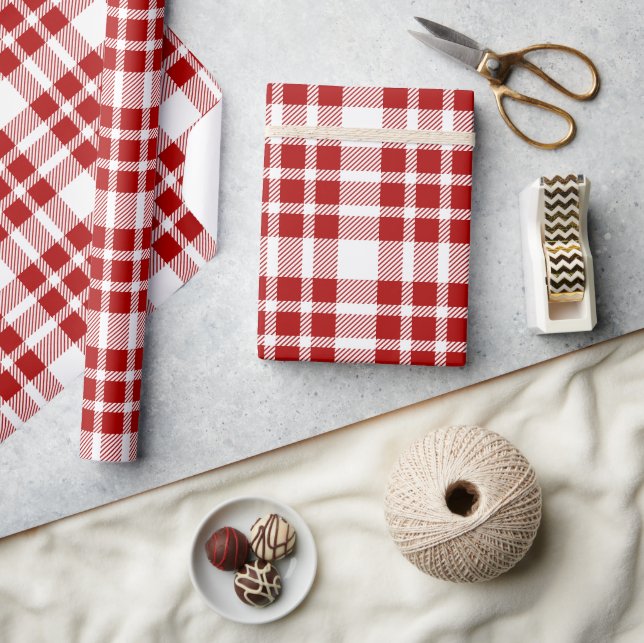 Christmas Definition Holiday Red Plaid Wrapping Paper (Crafts)