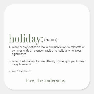 Christmas Definition White Holiday Square Sticker