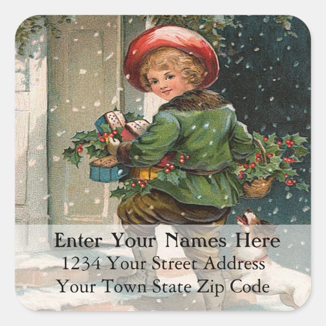 Christmas Deliveries Vintage Address Label (Front)