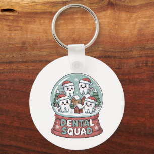 Christmas Dental Squad Snow Globe Cute Holiday Keychain