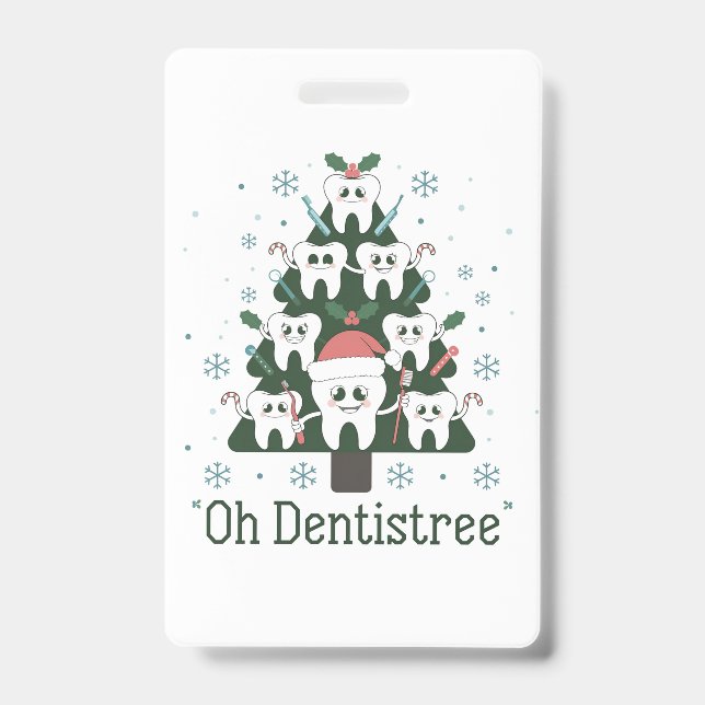 Christmas Dentist Tree Dental Oh Dentistree Tooth  Badge (Front)