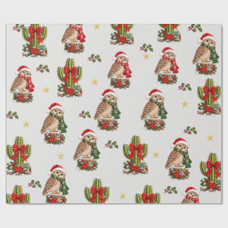 Christmas Desert Owls & Cactus Wrapping Paper
